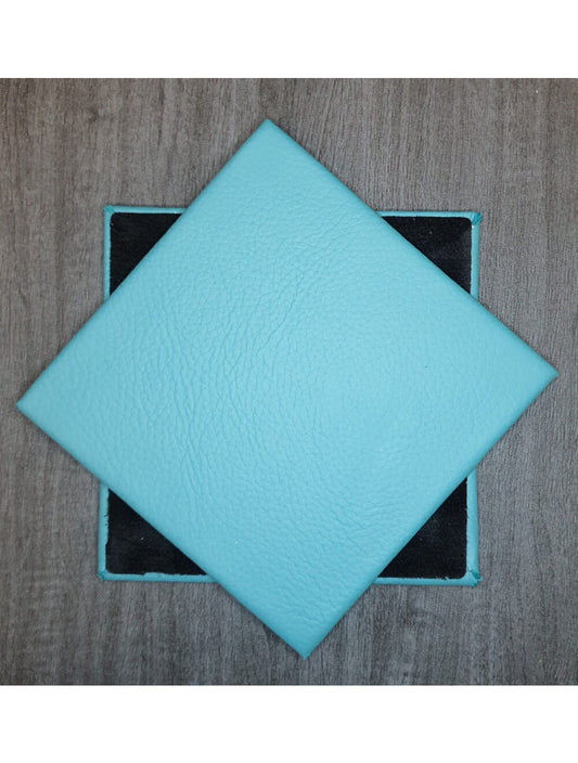 Dark Teal Shelly Leder Coaster- 10 cm SQ (Verkaufsartikel)