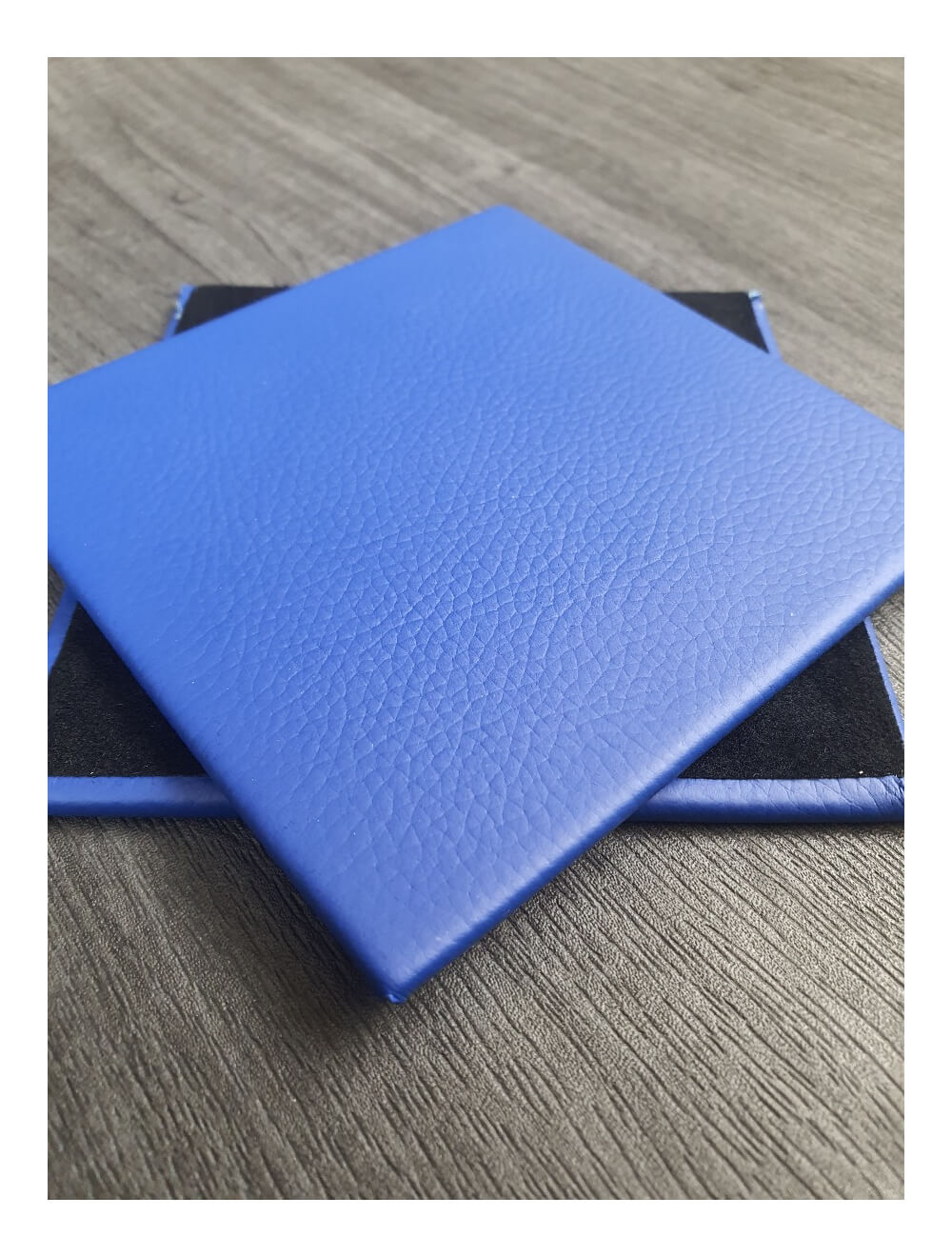 Deep Ultramarine Shelly Leder Coaster- 10 cm SQ (Verkaufsartikel)