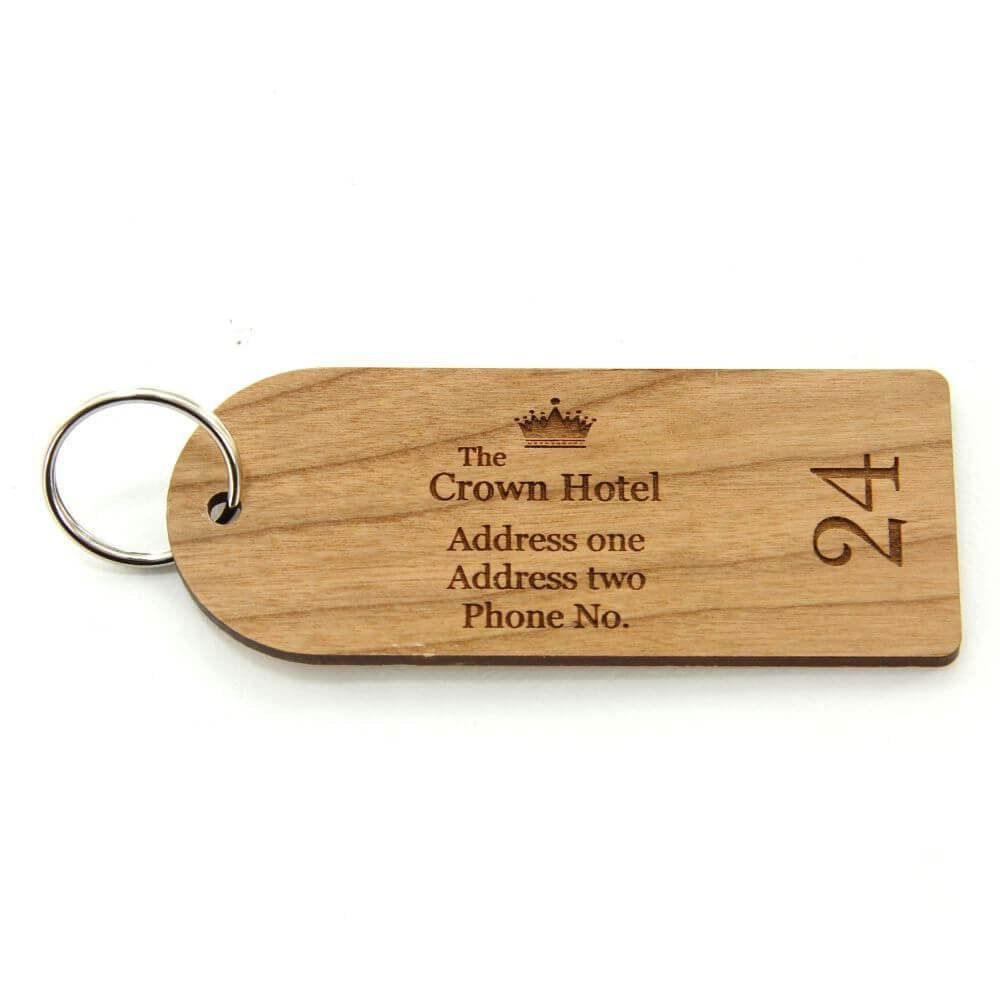 Key Fobs - Engraved Cherry Veneer Wood - bhma