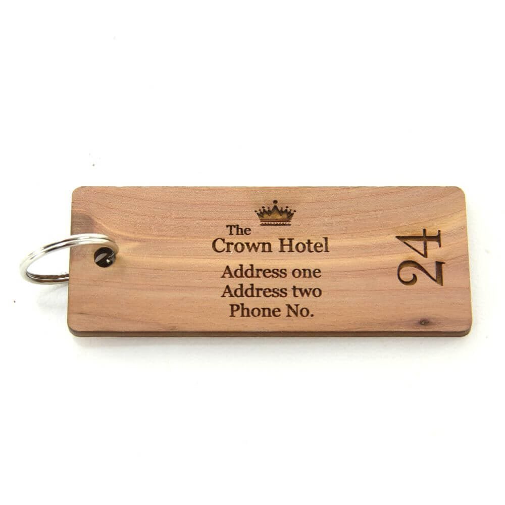 Key Fobs - Engraved Red Cedar Veneer Wood - bhma